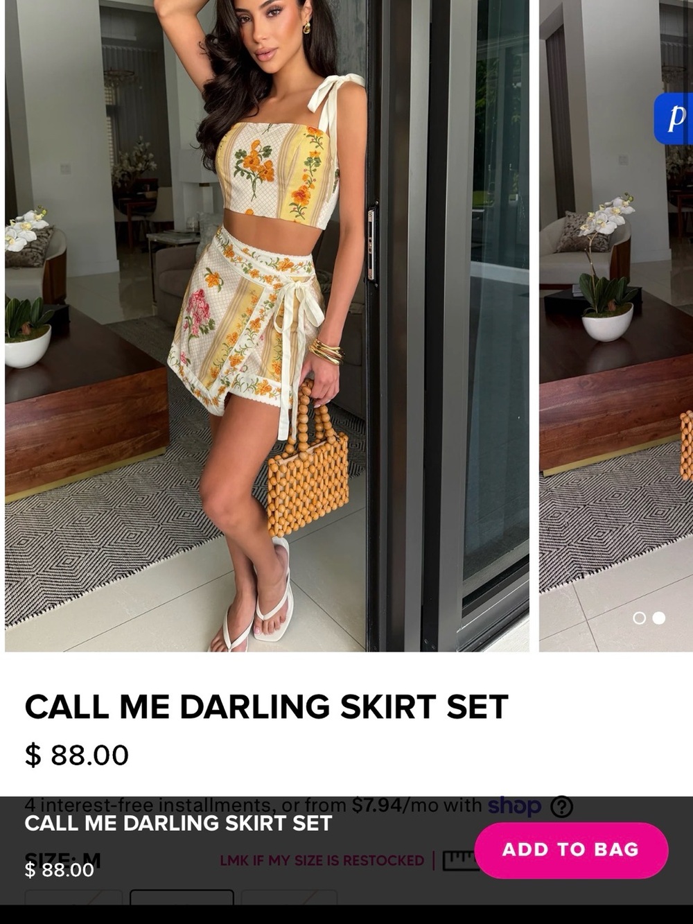 Floral Wrap Skirt in Cream and Yellow